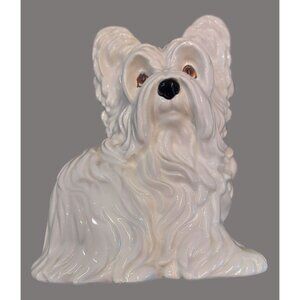 Vintage White Terrior Dog Ceramic Statue Figurine T31 D